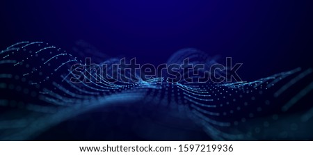 Wave of dots and weave lines. Abstract background. Network connection structure. Royalty-Free Stock Photo #1597219936
