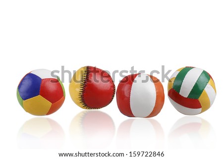colorful toy balls isolated on white background