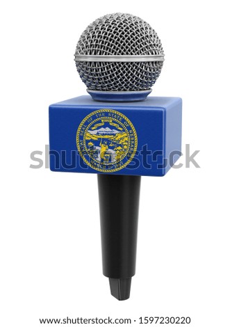 3d illustration. Microphone and Nebraska flag. Image with clipping path