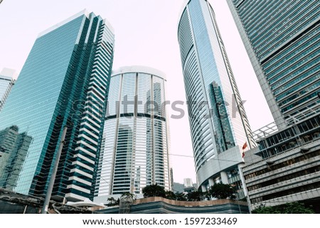 modern office buildings in central Hong Kong.