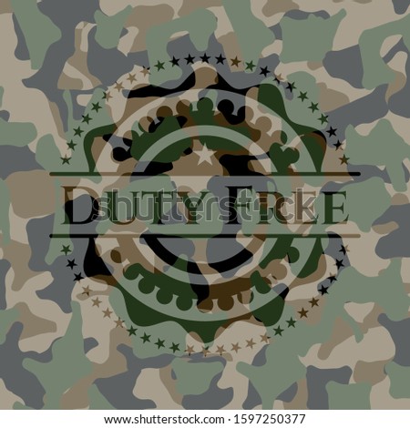 Duty Free on camouflage texture. Vector Illustration. Detailed.