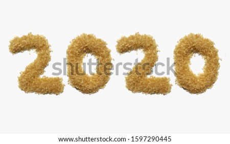2020 written with Rice, Creative Photo of Happy New Year 2020, Perfect for Wallpaper