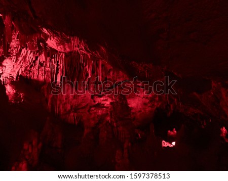 Red cave inside the rock