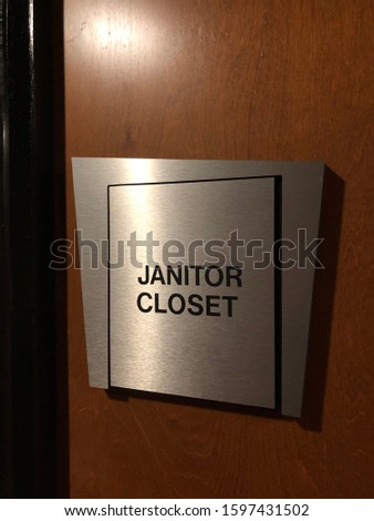 Janitor Closet Sign - Metal Plaque on Wall