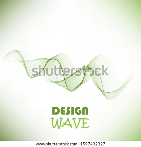 Abstract vector background, transparent waved lines for brochure, website, flyer design. Green smoke wave.