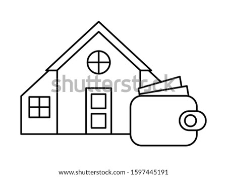 house front facade with wallet vector illustration design
