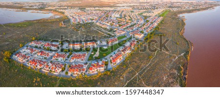 Panoramic aerial view of the village of Salt Lake of Torrevieja Spain