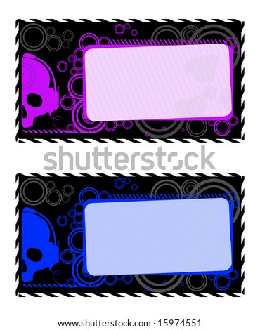 Vector industrial frames with violet and blue skulls