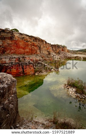 Surreal landscape in a old quarry in Brazil