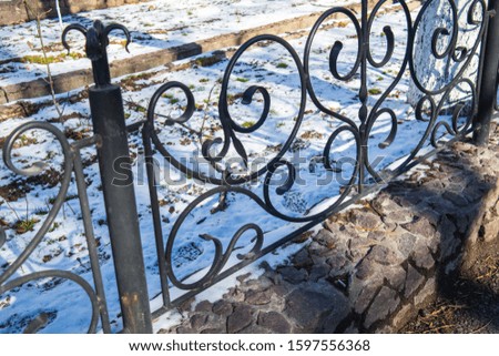 forged fence in the city. close-up.