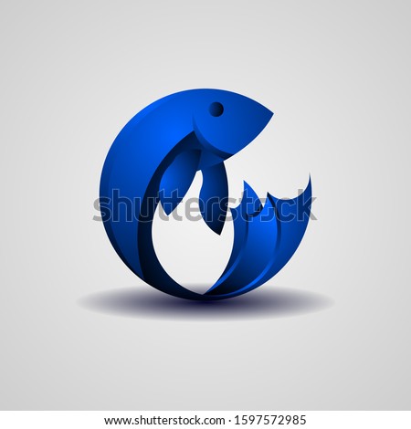 3D Fish beta logo icon vector illustration