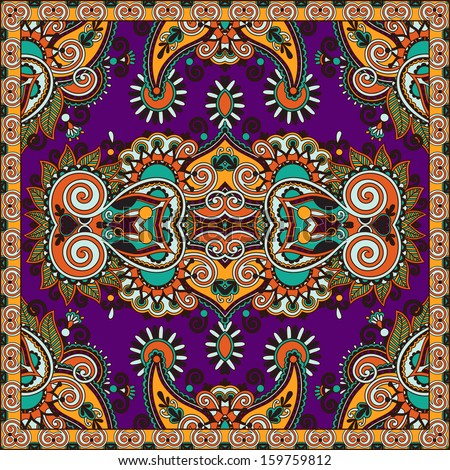 Traditional ornamental floral paisley bandanna. You can use this pattern in the design of carpet, shawl, pillow, cushion