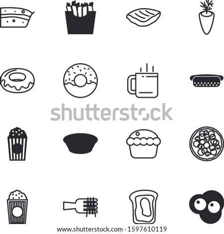 fastfood vector icon set such as: bbq, business, yummy, fries, leg, pizza, tea, drink, bowl, carrots, shape, spoon, coffee, sausage, raw, texture, ham, cook, junk, onion, sandwich, fork, colorful