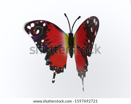 Noise and blurry, Picture of a butterfly with a white background, full color, used as a background image, wallpaper or screen background