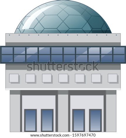 Single building with round roof on white background illustration