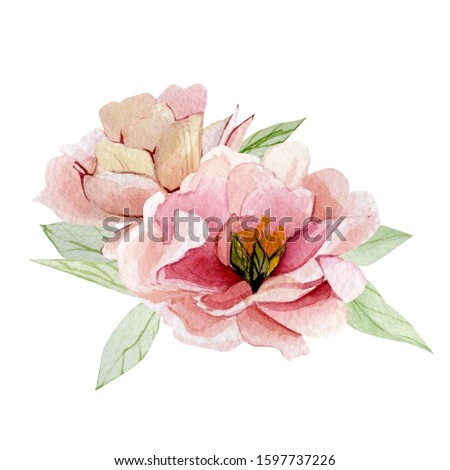 Hand drawn watercolor botanical flower. Vintage floral illustartion for posters, template, greeting card, wedding card, banner, textile print.