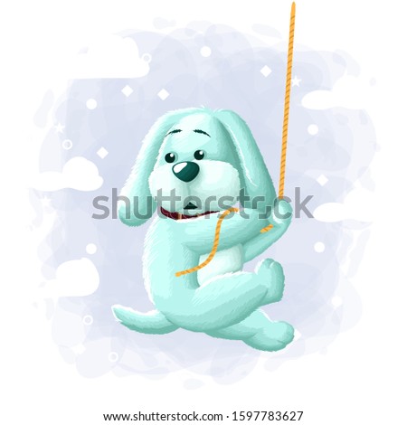 Cartoon Cute Dog Climbing Illustration Vector