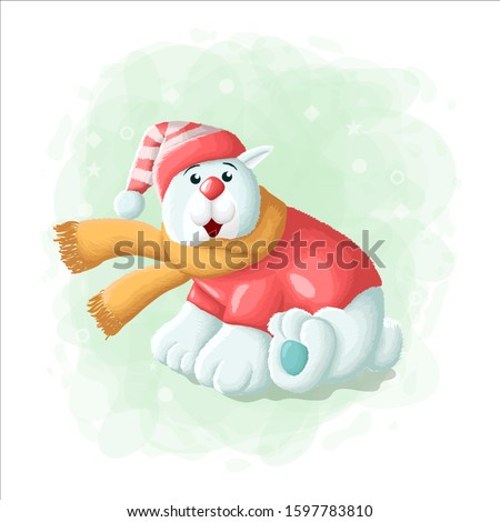 Cartoon Cute Polar Bear Merry Christmas Illustration Vector