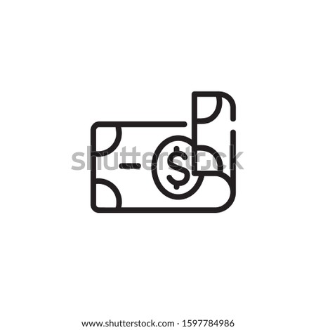 Dollar thin line icon. Money, cash, rolled banknote isolated outline sign. Finance, banking, investment concept. Vector illustration symbol element for web design