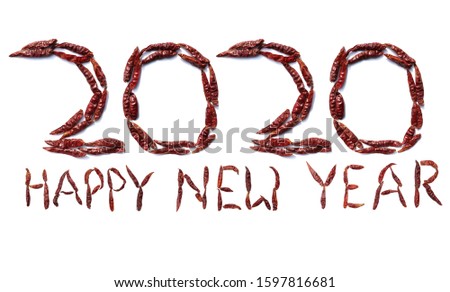 Happy New Year 2020 Creative Photo With Dried Red Chillies, Perfect for Wallpaper
