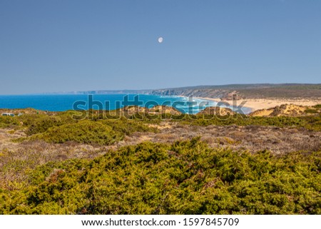 Panoramic picture of Praia da Bordeira in Portugal in summer
