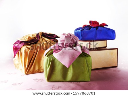 Luxurious and colorful Korean traditional gifts. Royalty-Free Stock Photo #1597868701