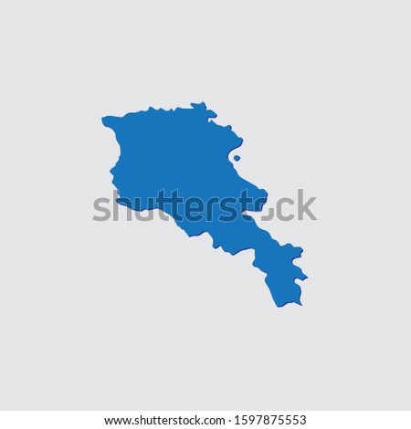 Blue Illustrated Country Shape with Shadow of Armenia