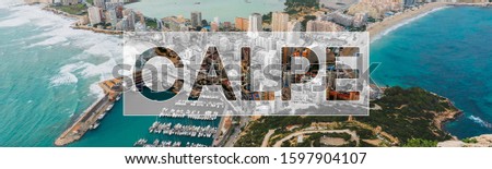 Alicante Calp Calpe Air View for Flyer, Banner, Webpage Top View, Stylish layout for Advertisment for tourist
