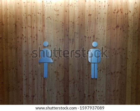the symbols of man and woman at the entrance of a public bathroom
