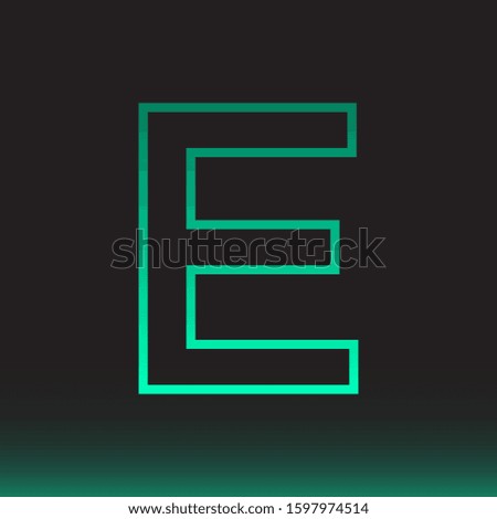 Initial E Abstract Minimal Premium Light Cyan Gradient Logo Icon Black Background Isolated