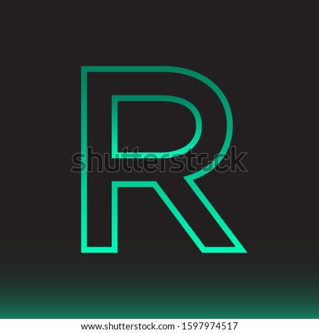Initial R Abstract Minimal Premium Light Cyan Gradient Logo Icon Black Background Isolated