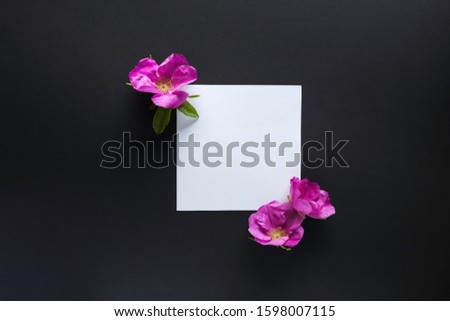 Mockup for your artwork with beautiful pink flowers.