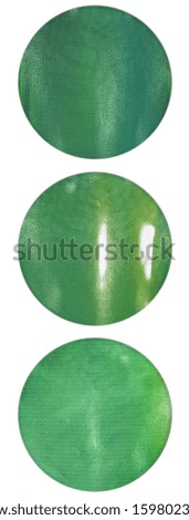 cool set of three green blank foil or vinyl sticker with different grid and light textures isolated on white background and drop shadow. design elements for your poster or flyer.