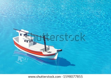 Sea toy, ship on blue water