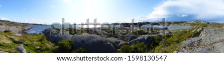 Panoramic view of landscapes and coast the Koster, Sydkoster and Nordkoster islands. Archipielago of Kosterhavets Nationalpark. Stromstad. Bohuslan. Sweden. Royalty-Free Stock Photo #1598130547