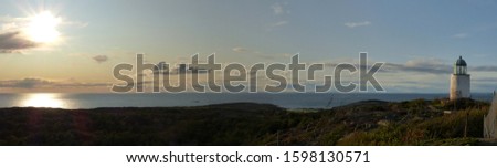 Panoramic view of landscapes and coast the Koster, Sydkoster and Nordkoster islands. Archipielago of Kosterhavets Nationalpark. Stromstad. Bohuslan. Sweden. Royalty-Free Stock Photo #1598130571