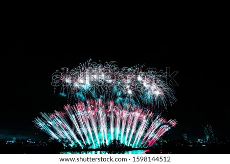fireworks and river in Japan