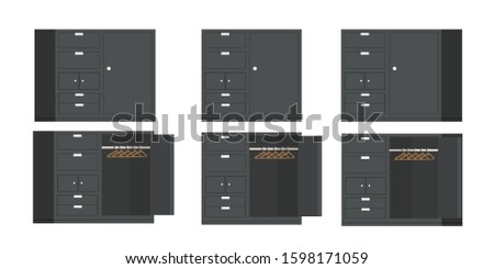 Vector of wardrobe with different point of view, can be used for interior setup