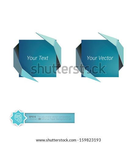 Blue color concept edition of a scalable adjustable vector 3d abstract geometric graphics illustration origami design element for text holder & brochure & web & universal use