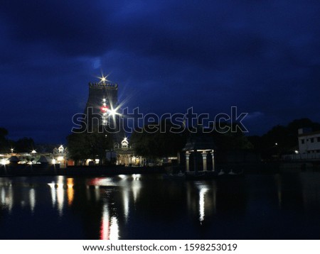 Shiva temple, Madavar vilagam, Madavar Vilagam Vaidyanathar temple(night view), Srivilliputhur,Virudhunagar district, Tamil nadu, India, Asia
