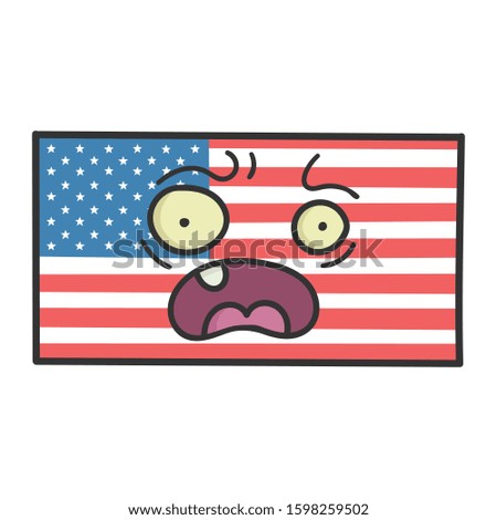 Worried american flag cartoon illustration isolated on white