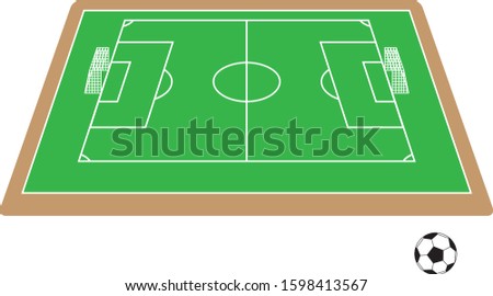 Soccer field and soccer ball vector illustration