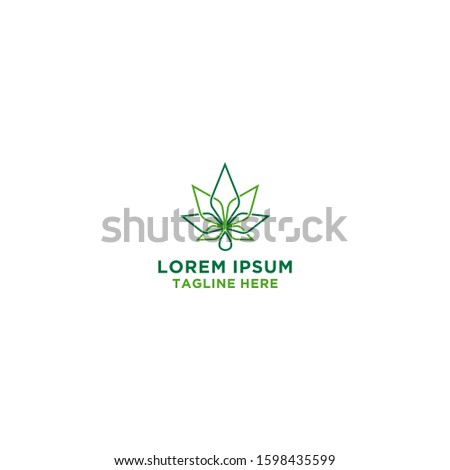 Cannabis line art vector logo template.