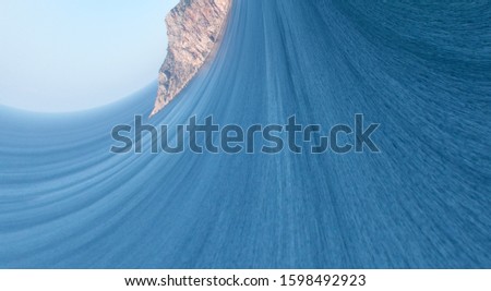 Tide and earth firmament fantasy - full sea. The power of the lunar gravity. A different interpretation - earthquake and seismic sea, the strength of the tsunam (tidal wave) Royalty-Free Stock Photo #1598492923