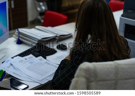 Man works with documents.Work with documents in a public institution