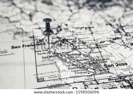 San Francisco USA Map, Atlas Travel Background