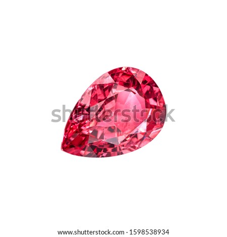 natural red spinel isolated on white background, included clipping path. extreme close up. Royalty-Free Stock Photo #1598538934