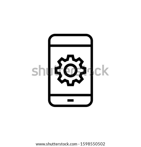 Smartphone  icon settings sign in outline style on white background,