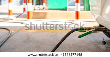 Blurred gas lpg fuel station for car transportation