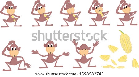 Monkey Poses with eating banana